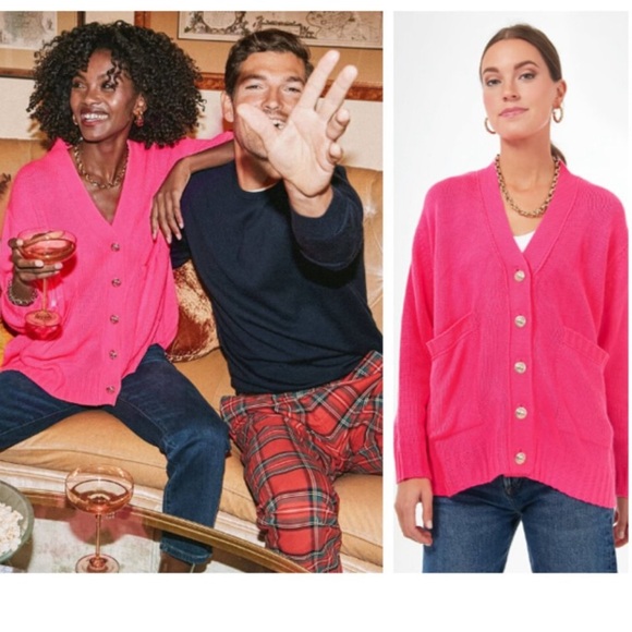 Pomander Place |  Slone Hot Pink Barbiecore Oversized Cardigan Sweater Size XS - Picture 1 of 8